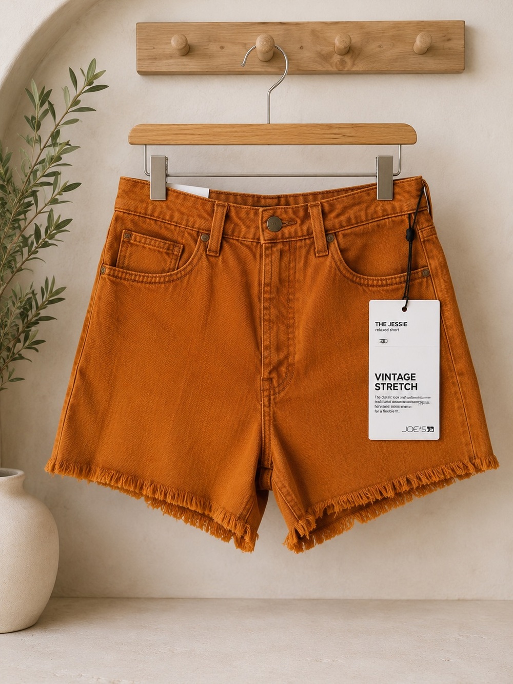 Joe's Jeans Rust Orange High-Rise Frayed Hem Jean Shorts